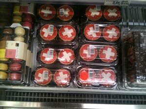 Dolços què a la part superior porten la bandera suïssa