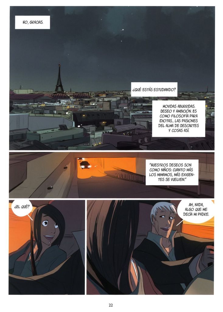 A la nit de París, l'home porta en el seu cotxe a la jove cangur del seu fill.