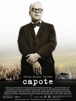 Póster del film Capote, amb Philip Seymour Hoffman en primer pla.